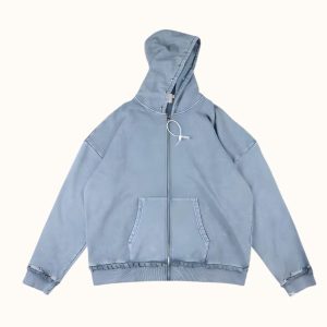 Saint Vanity Denim Zip-up Navy Blue Hoodie