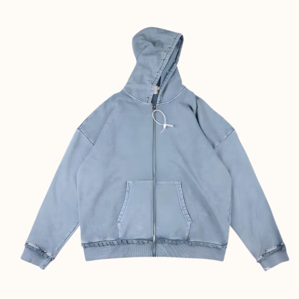 Saint Vanity Denim Zip-up Navy Blue Hoodie Saint Vanity Denim Zip-up Navy Blue Hoodie
