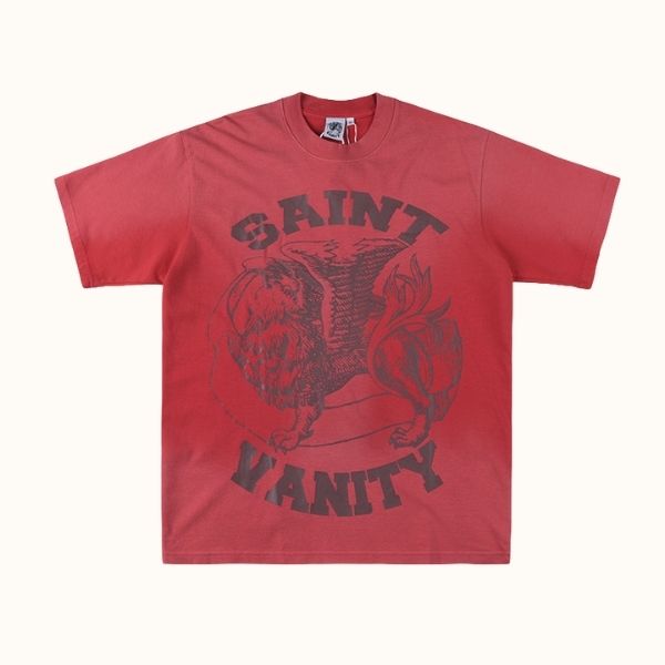 Saint Vanity Grey Griffin Red T-Shirt Saint Vanity Grey Griffin Red T-Shirt