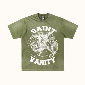 Saint Vanity White Griffin Washed Olive T-Shirt