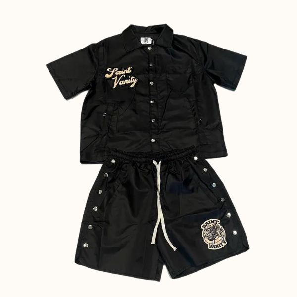 Saint Vanity Nylon Short Set Black Saint Vanity Nylon Short Set Black