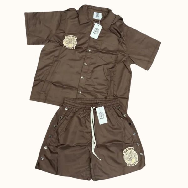 Saint Vanity Nylon Short Set Brown Saint Vanity Nylon Short Set Brown