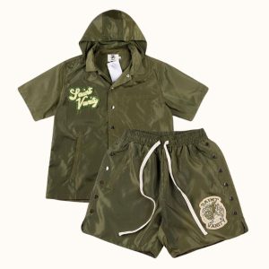 Saint Vanity Nylon Short Set Olive Green
