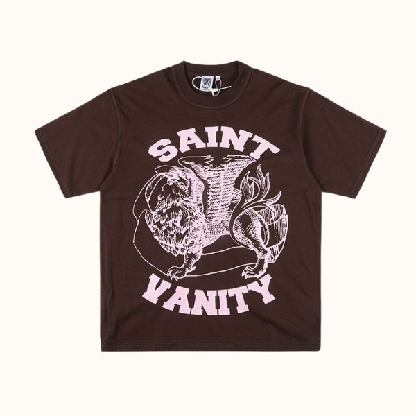 Saint Vanity Pink Griffin Brown T-Shirt Saint Vanity Pink Griffin Brown T-Shirt