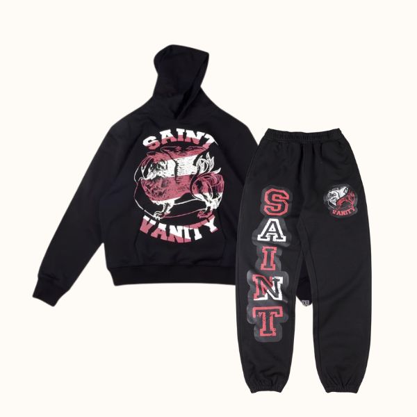 Saint Vanity Printed Hoodie Track Suit Black Saint Vanity Printed Hoodie Track Suit Black