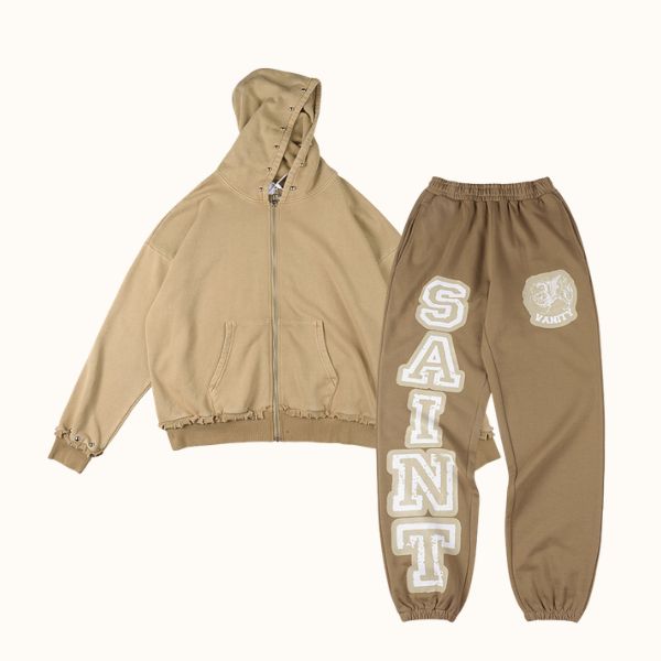 Saint Vanity SAINT Casual Hoodie Set Beige Saint Vanity SAINT Casual Hoodie Set Beige