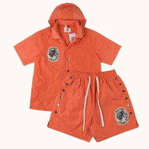 Saint Vanity Signature Hooded Short Set Orange