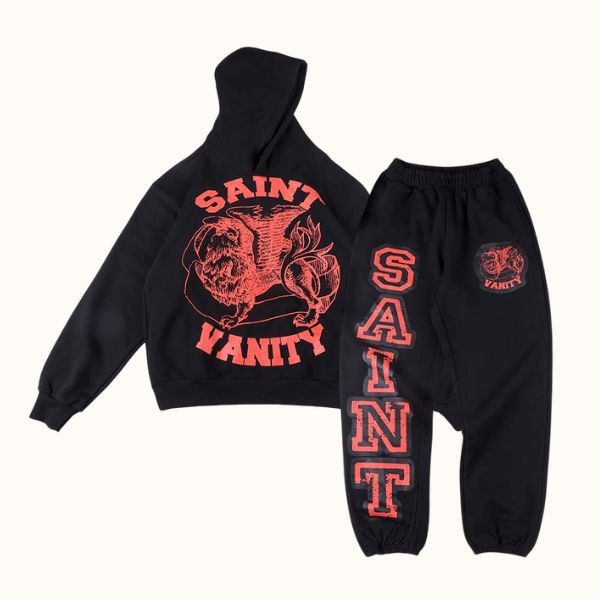 Saint Vanity Signature Hoodie Jogger Suit Black Red Saint Vanity Signature Hoodie Jogger Suit Black Red