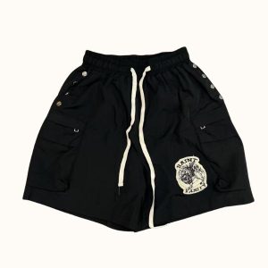 Saint Vanity Snap-Button Black Nylon Shorts