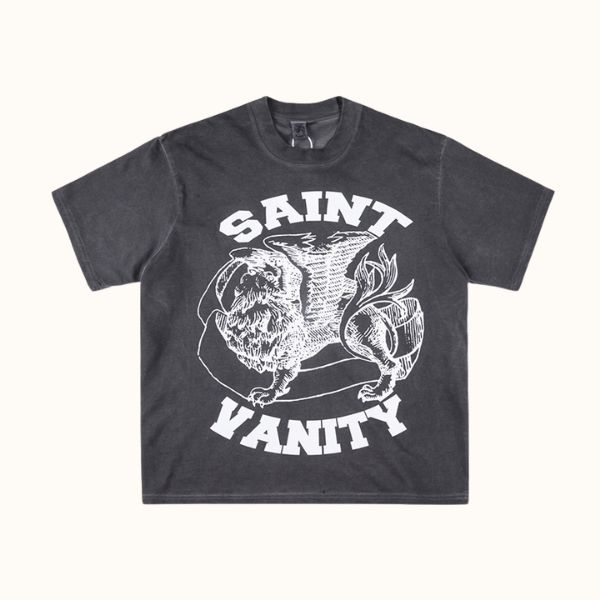 Saint Vanity White Griffin Dark Grey T-Shirt Saint Vanity White Griffin Dark Grey T-Shirt
