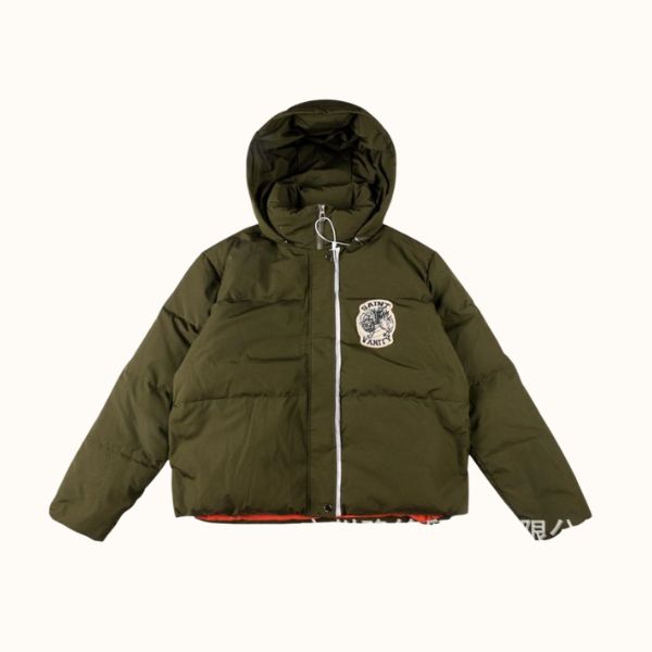 Saint Vanity Zipper Hooded Puffer Jacket Olive Green Saint Vanity Zipper Hooded Puffer Jacket Olive Green